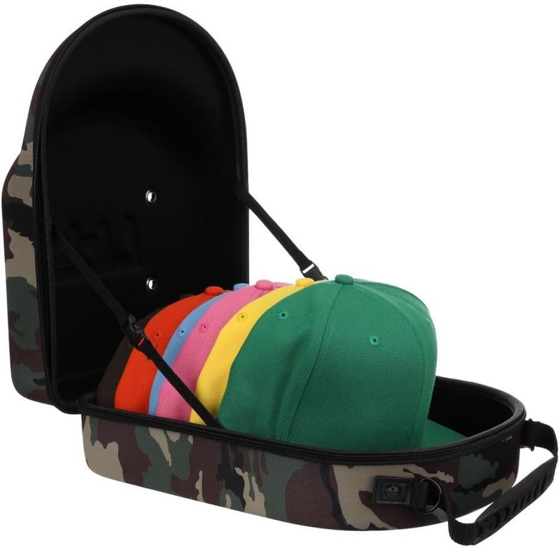 Lids Hat Travel Case – Baseball Cap Carrier for 6 Hats, Durable Camo Exterior with Black Interior, Storage with Handle & Adjustable Shoulder Strap, Hard Hat Organizer for Travel & Closet - Image 1